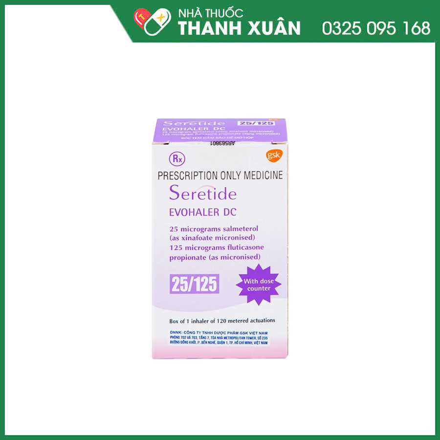 Seretide Evohaler DC 25/125 thuốc điều trị hen và bệnh phổi tắc nghẽn mạn tính (COPD)